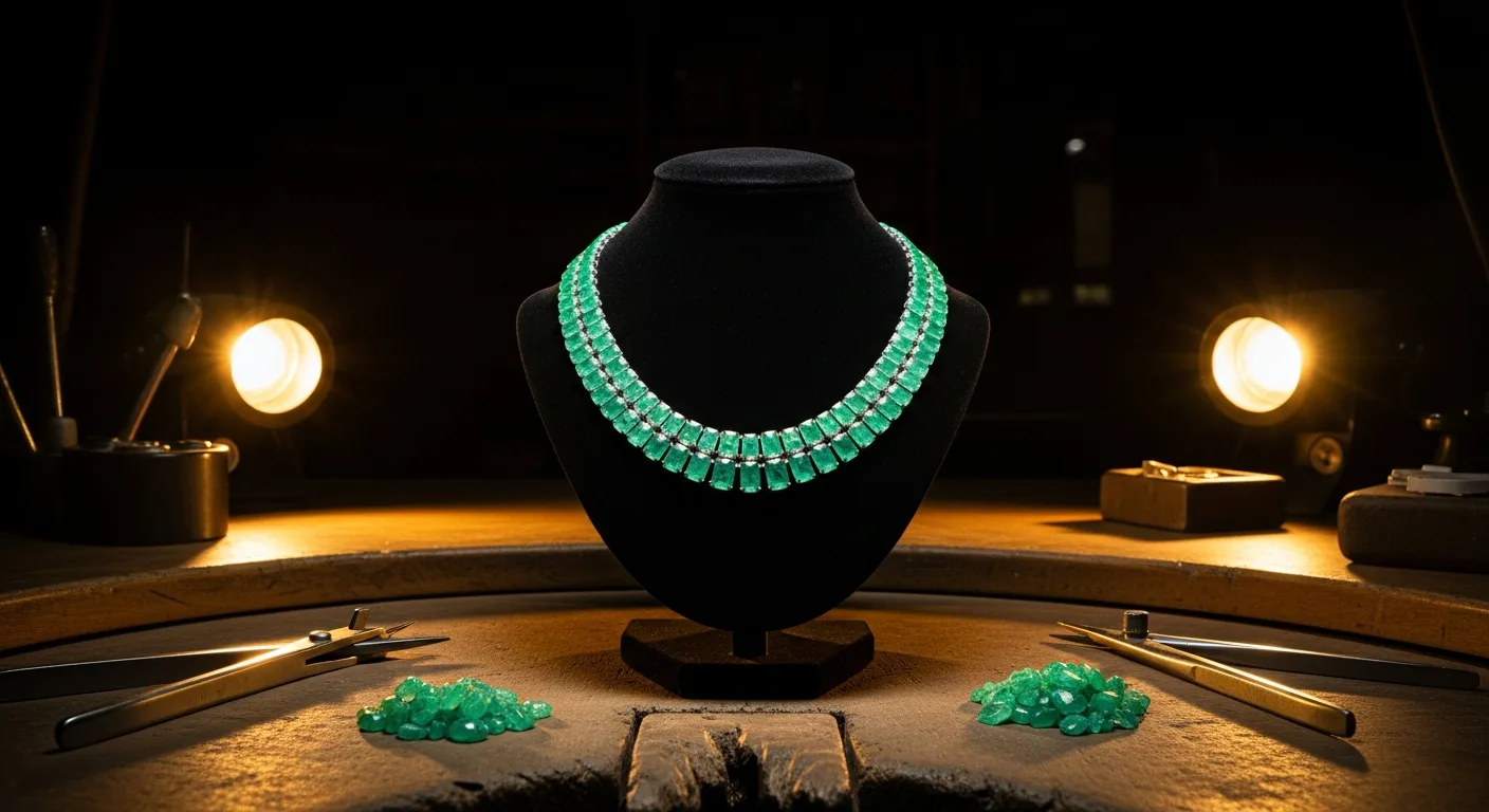 Collier émeraude de Colombie taillé avec précision