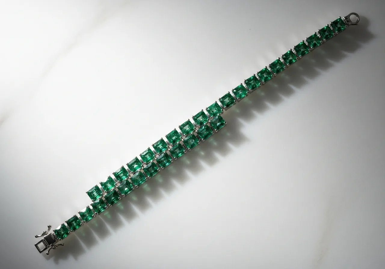 Pendentif émeraude et diamants sur chaîne en or