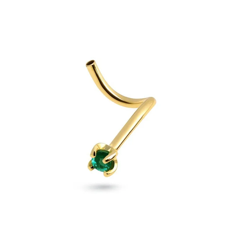 Piercing nez et Emeraude Verte en Or Jaune 750 pour femme - Bijoux Trabbia Vuillermoz