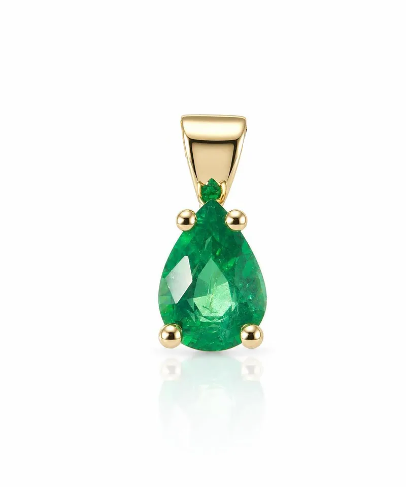 Pendentif Émeraude Verte Poire 8x6mm en Or Jaune 750 pour femme - Bijoux Trabbia Vuillermoz
